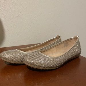 Gold sparkly flats